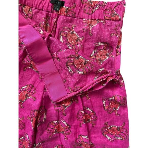 J. Crew Ratti King Crab Linen Wide Leg High Rise Pants Pink Size 8 - Picture 9 of 11